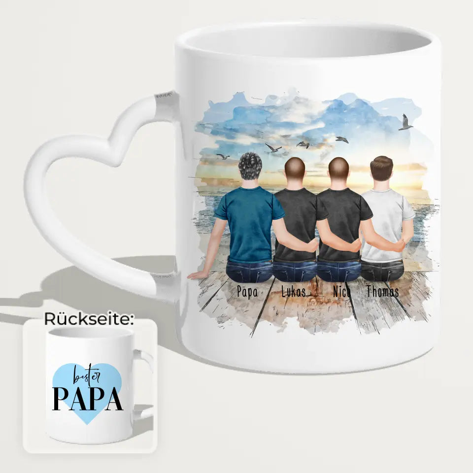 Personalisierte Tasse mit Vater/Sohn (3 Söhne)