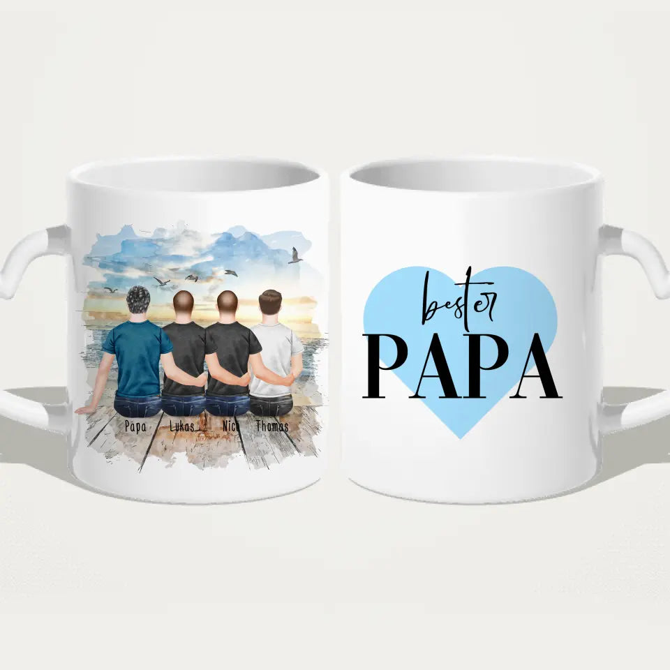 Personalisierte Tasse mit Vater/Sohn (3 Söhne)