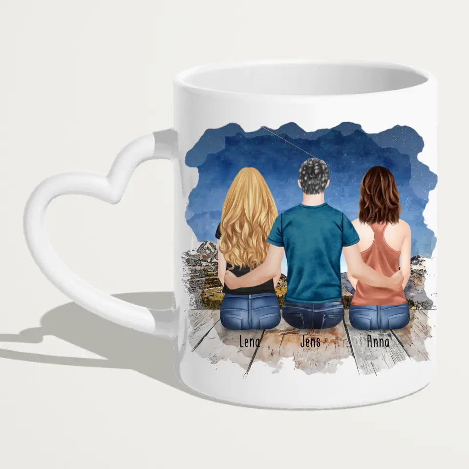 Personalisierte Tasse mit Bruder/Schwester (2 Schwester + 1 Bruder)