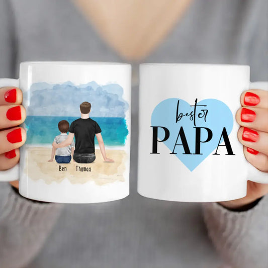 Personalisierte Tasse mit Vater/Kind (1 Kind/Baby)