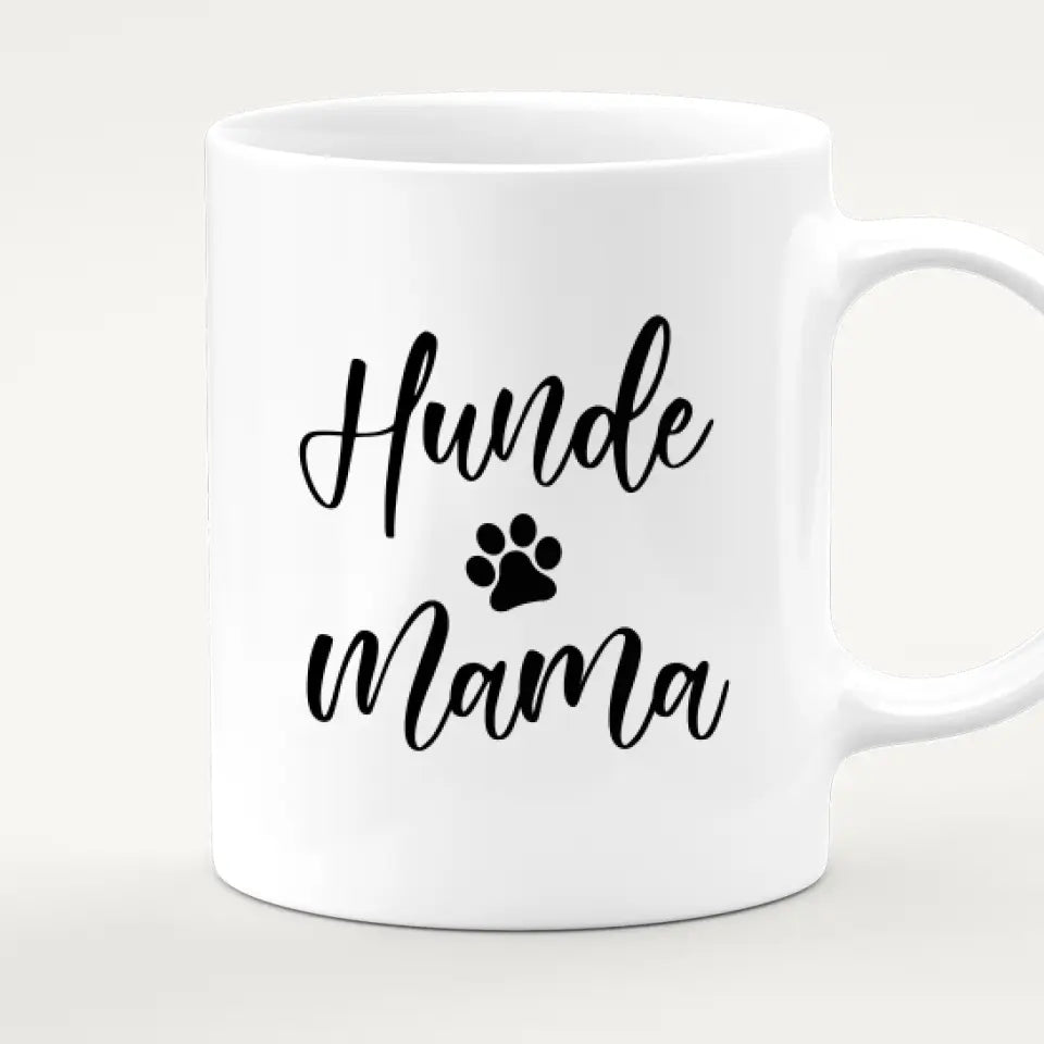 Personalisierte Tasse mit Hund und Frau (1 Hund + 1 Frau)