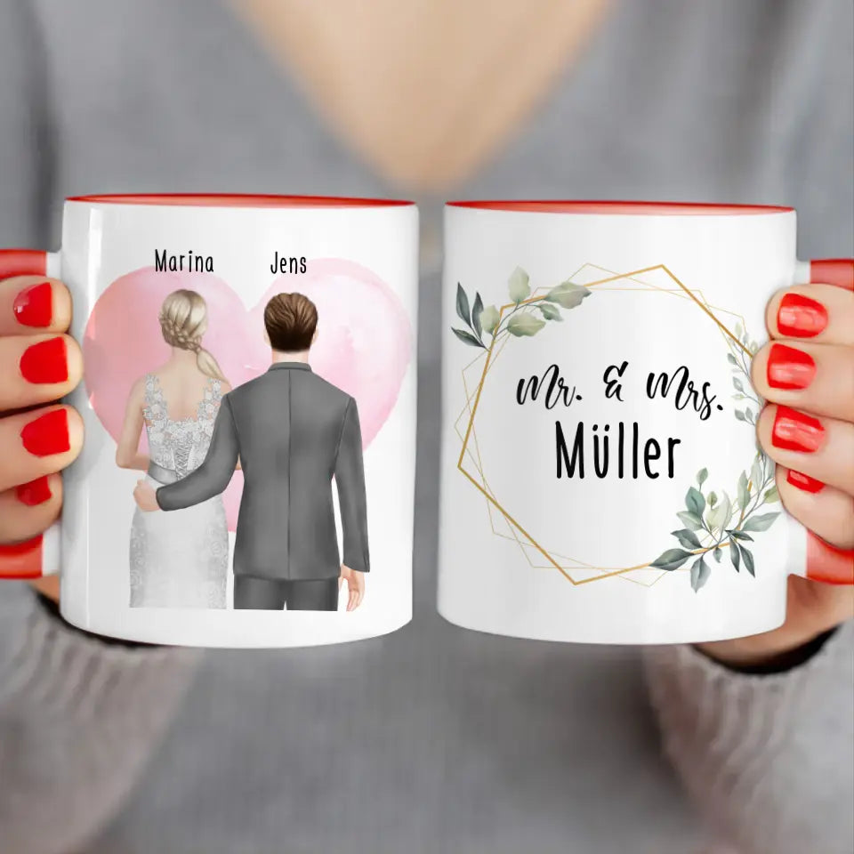 Personalisierte Tasse mit Brautpaar - Hochzeitsgeschenk