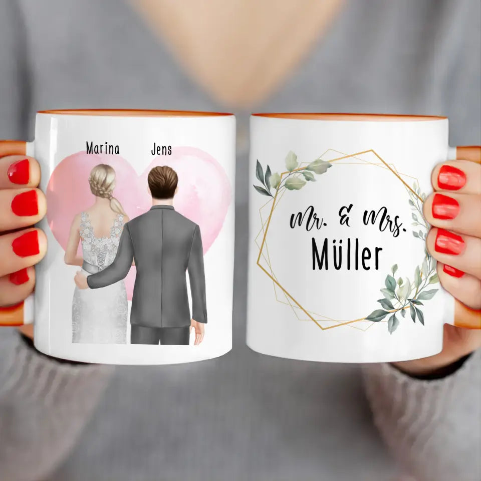 Personalisierte Tasse mit Brautpaar - Hochzeitsgeschenk