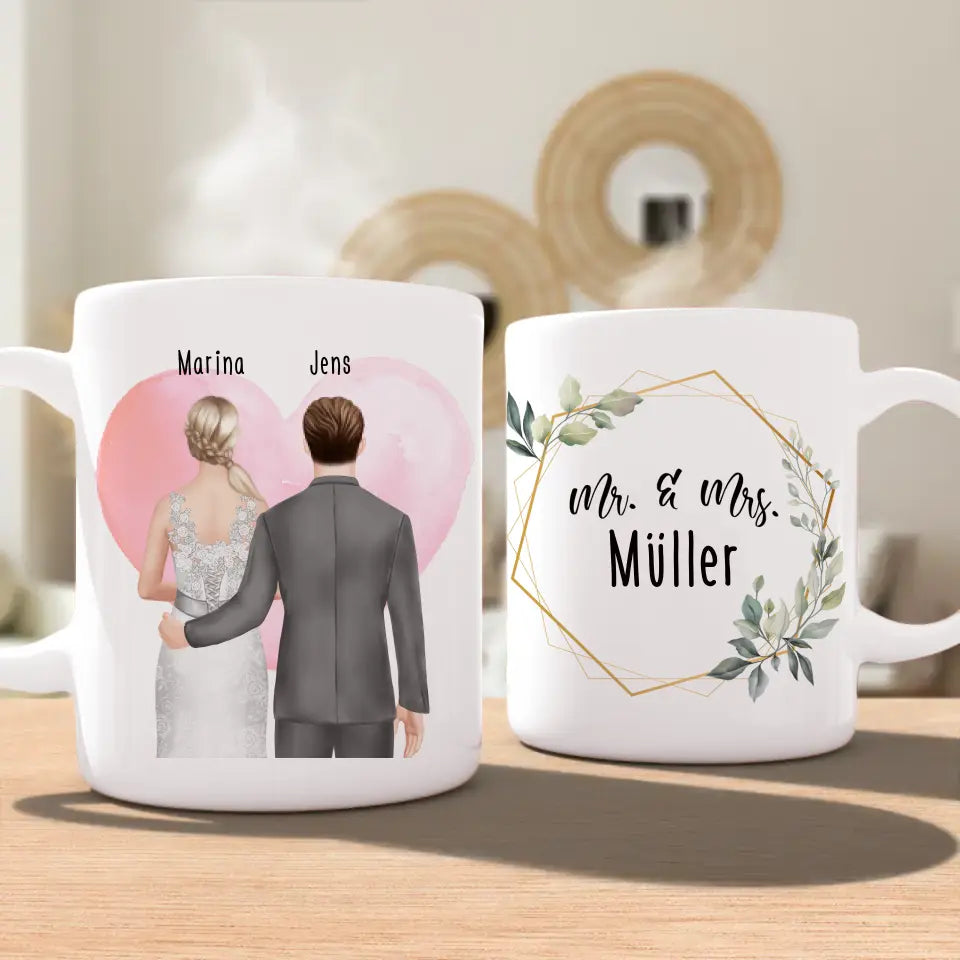 Personalisierte Tasse mit Brautpaar - Hochzeitsgeschenk