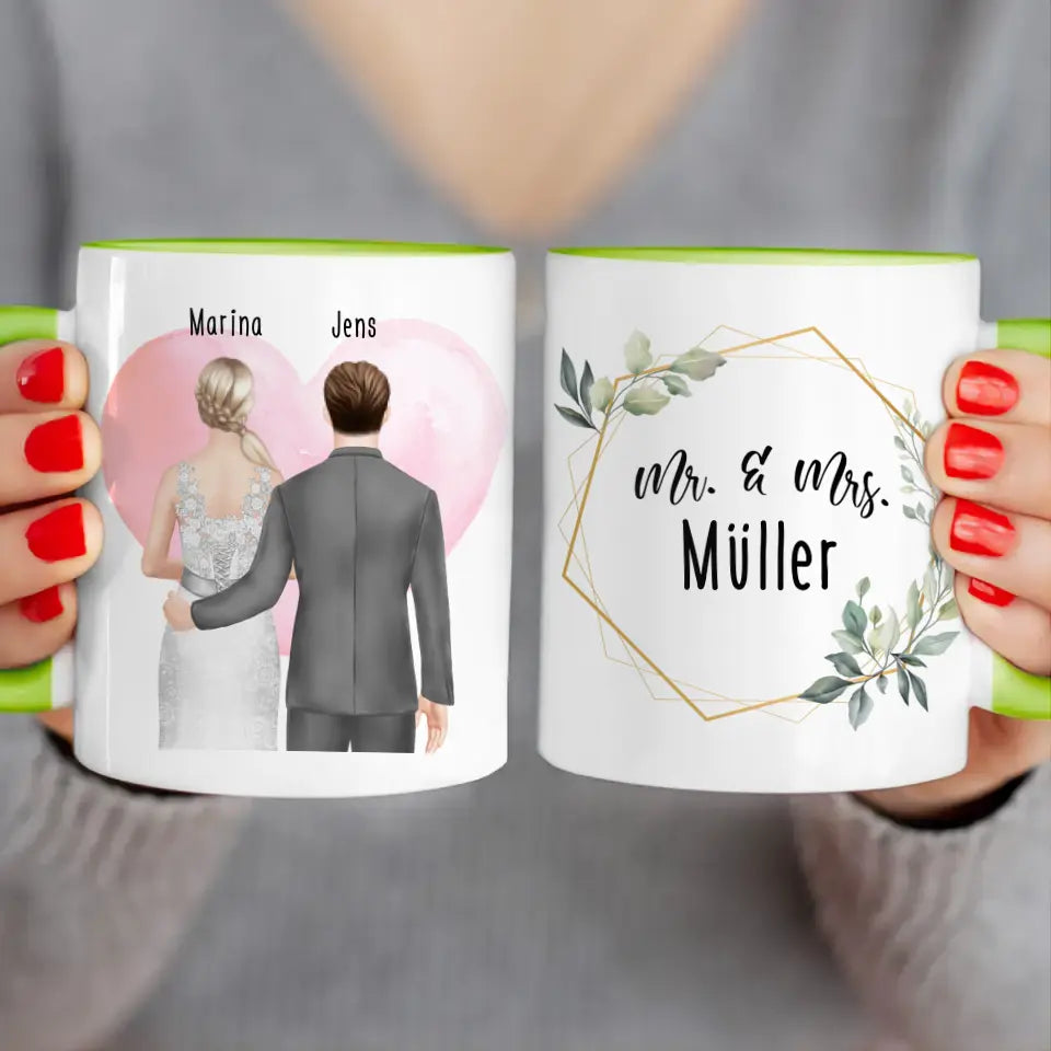 Personalisierte Tasse mit Brautpaar - Hochzeitsgeschenk