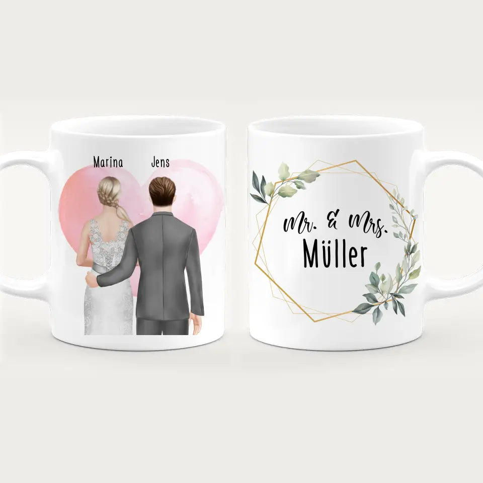 Personalisierte Tasse mit Brautpaar - Hochzeitsgeschenk