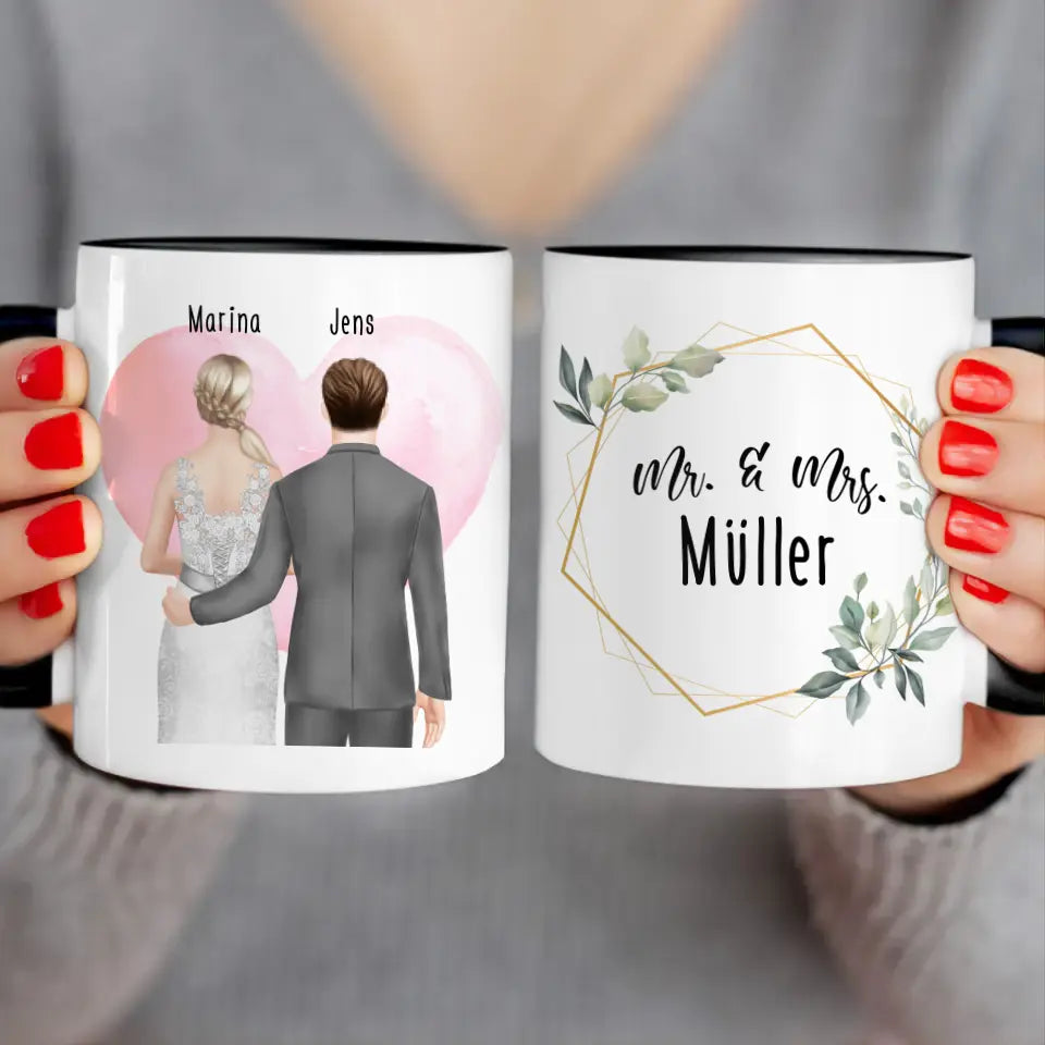 Personalisierte Tasse mit Brautpaar - Hochzeitsgeschenk