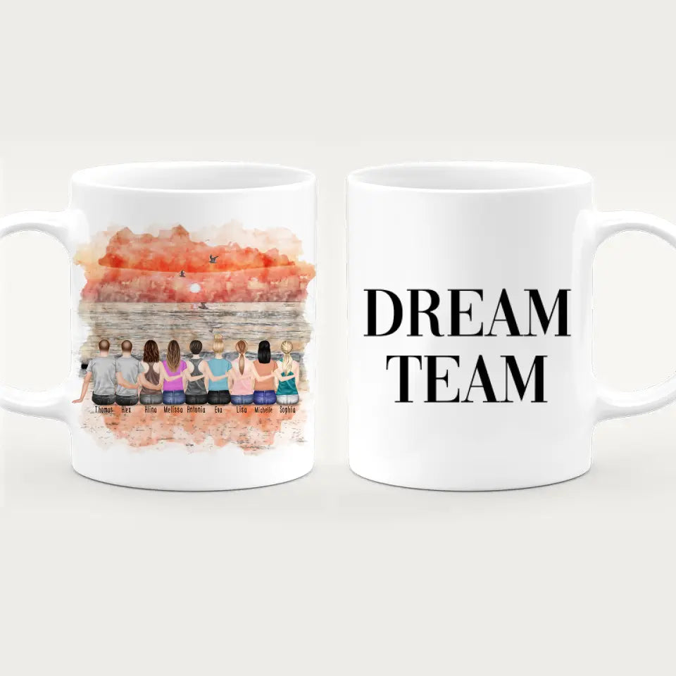 Personalisierte Tasse - Beste Freunde (7 Frauen + 2 Männer)