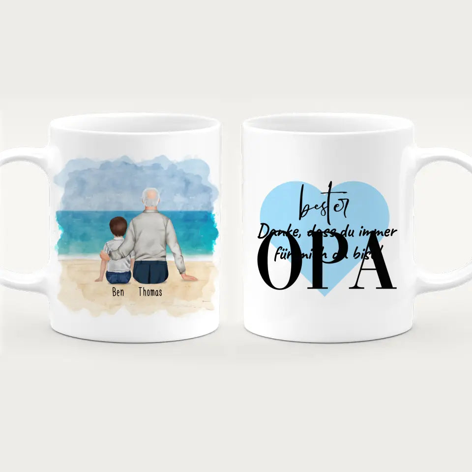 Personalisierte Tasse für Opa (1 Kind + 1 Opa)