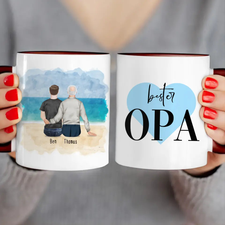 Personalisierte Tasse für Opa (1 Mann + 1 Opa)