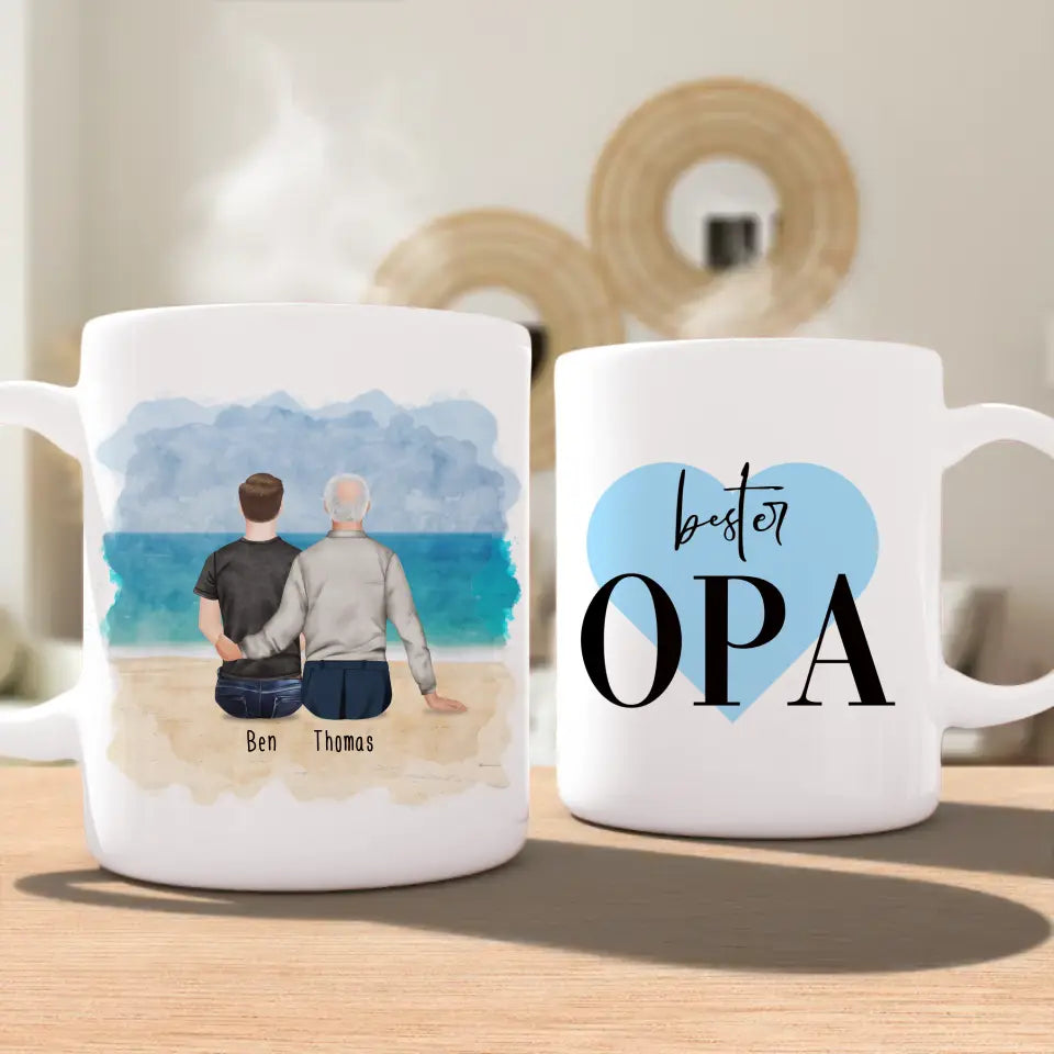 Personalisierte Tasse für Opa (1 Mann + 1 Opa)