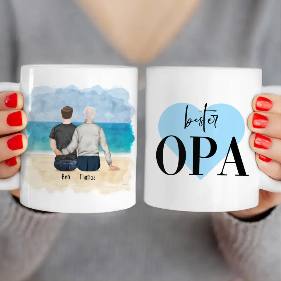 Personalisierte Tasse für Opa (1 Mann + 1 Opa)