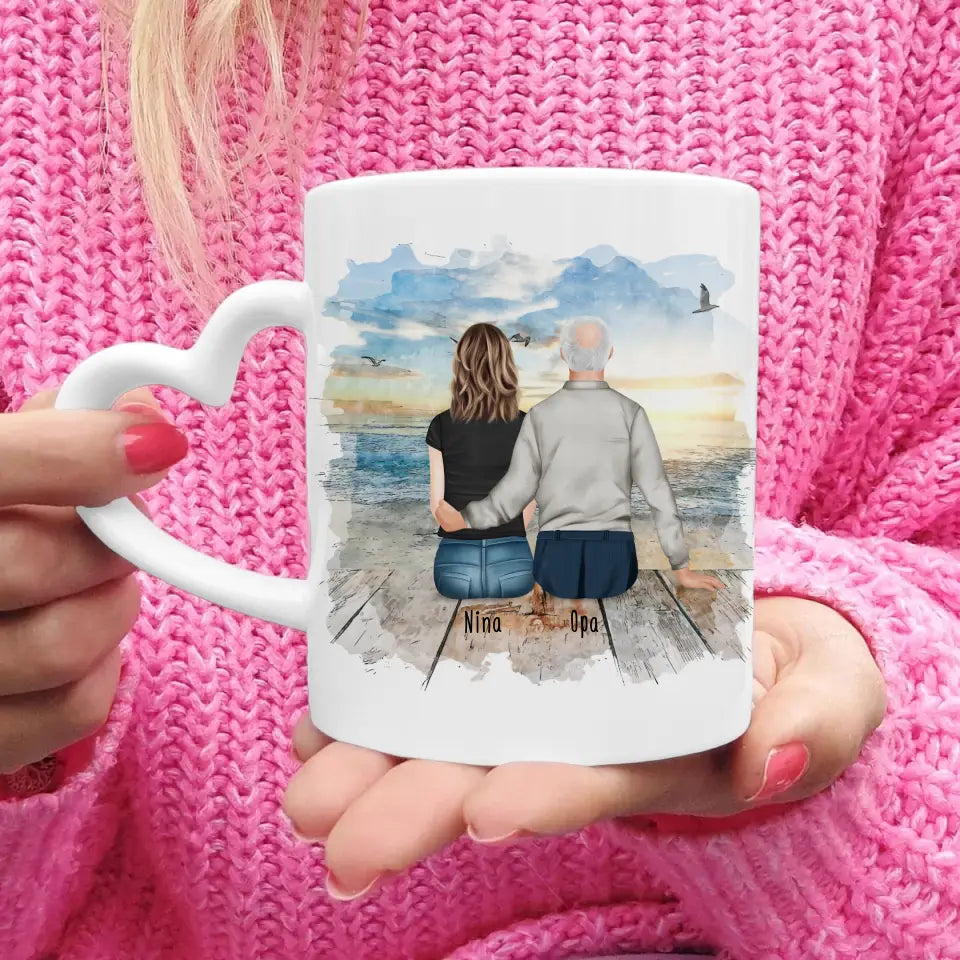 Personalisierte Tasse für Opa (1 Frau + 1 Opa)