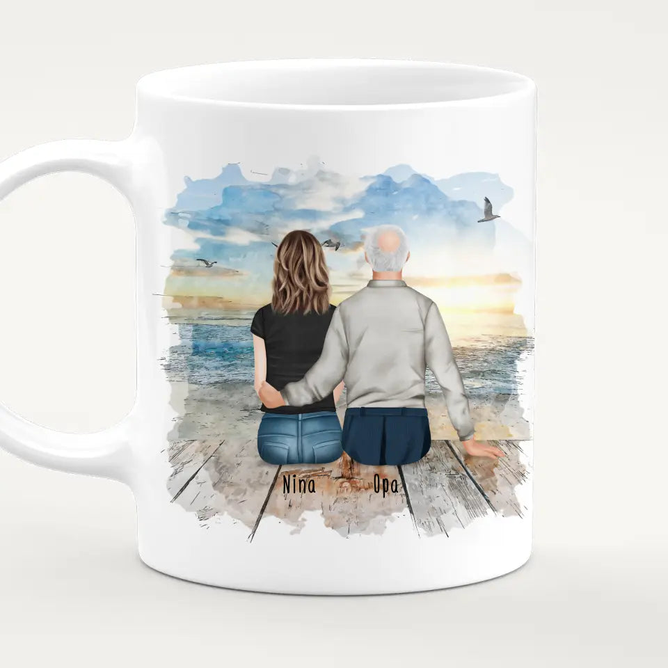 Personalisierte Tasse für Opa (1 Frau + 1 Opa)