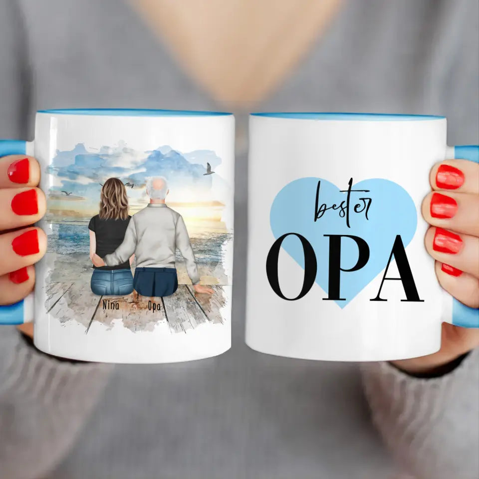 Personalisierte Tasse für Opa (1 Frau + 1 Opa)