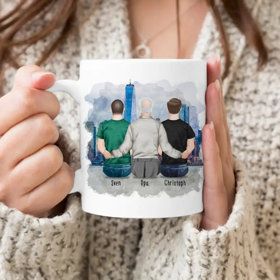 Personalisierte Tasse für Opa (2 Männer + 1 Opa)