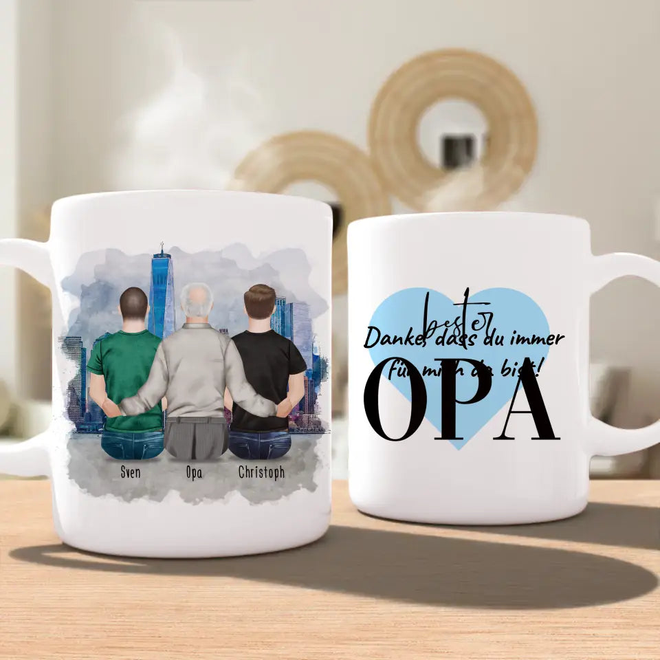 Personalisierte Tasse für Opa (2 Männer + 1 Opa)