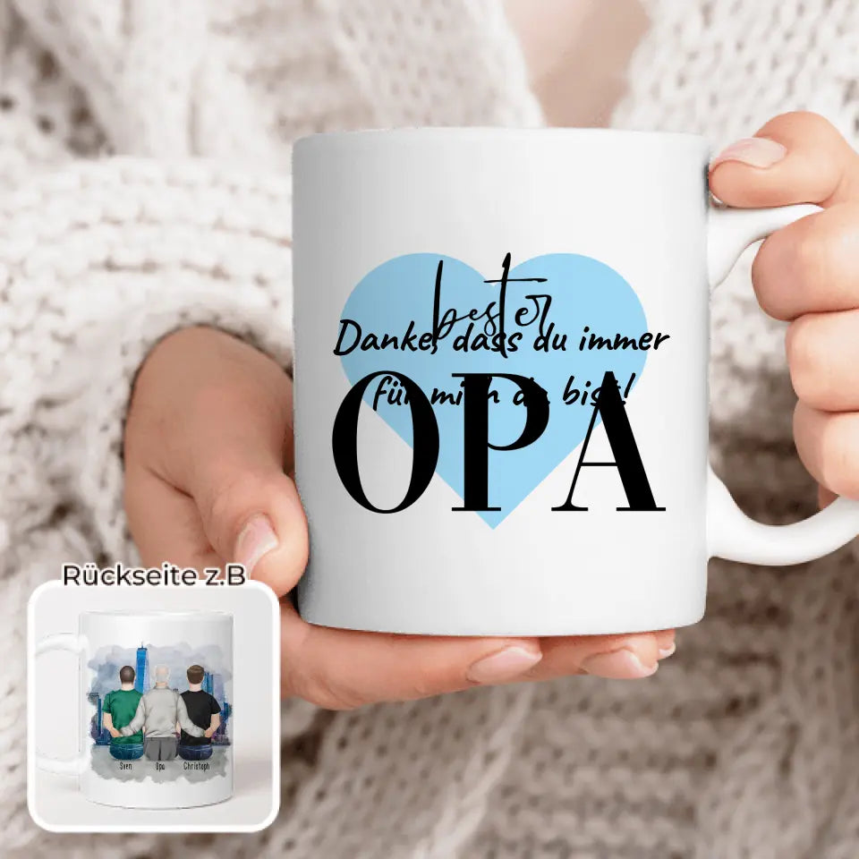 Personalisierte Tasse für Opa (2 Männer + 1 Opa)