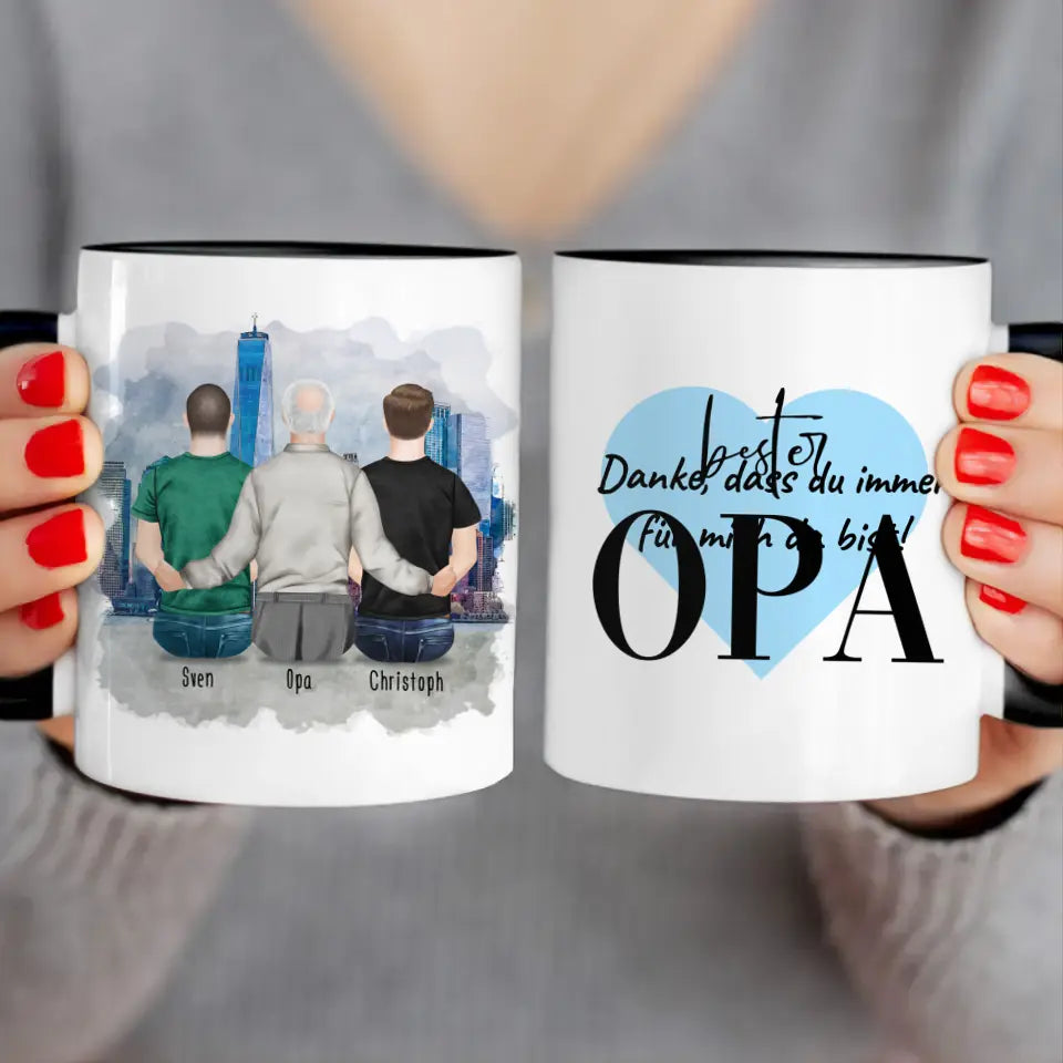 Personalisierte Tasse für Opa (2 Männer + 1 Opa)