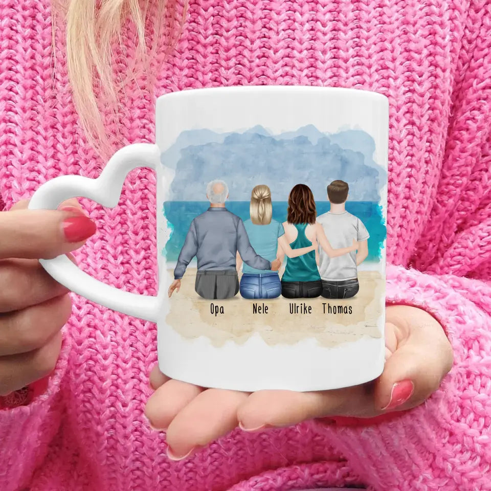 Personalisierte Tasse für Opa (2 Frauen + 1 Mann + 1 Opa)