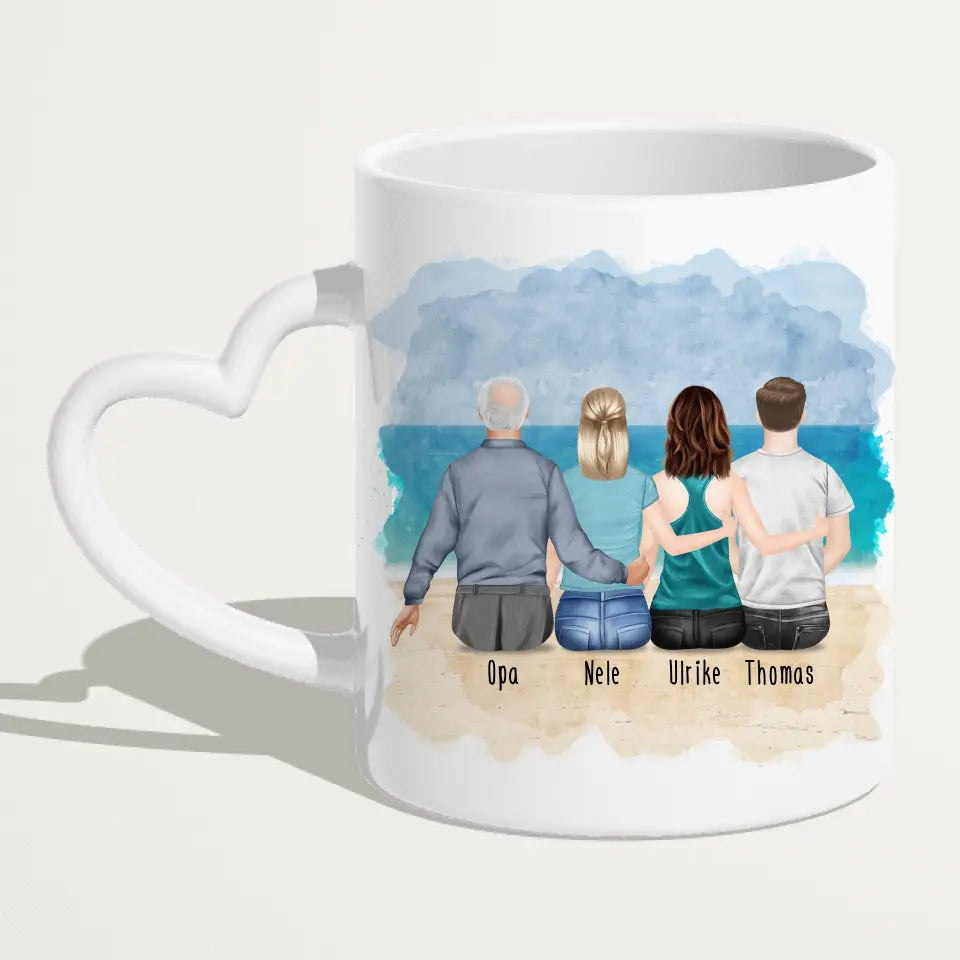 Personalisierte Tasse für Opa (2 Frauen + 1 Mann + 1 Opa)