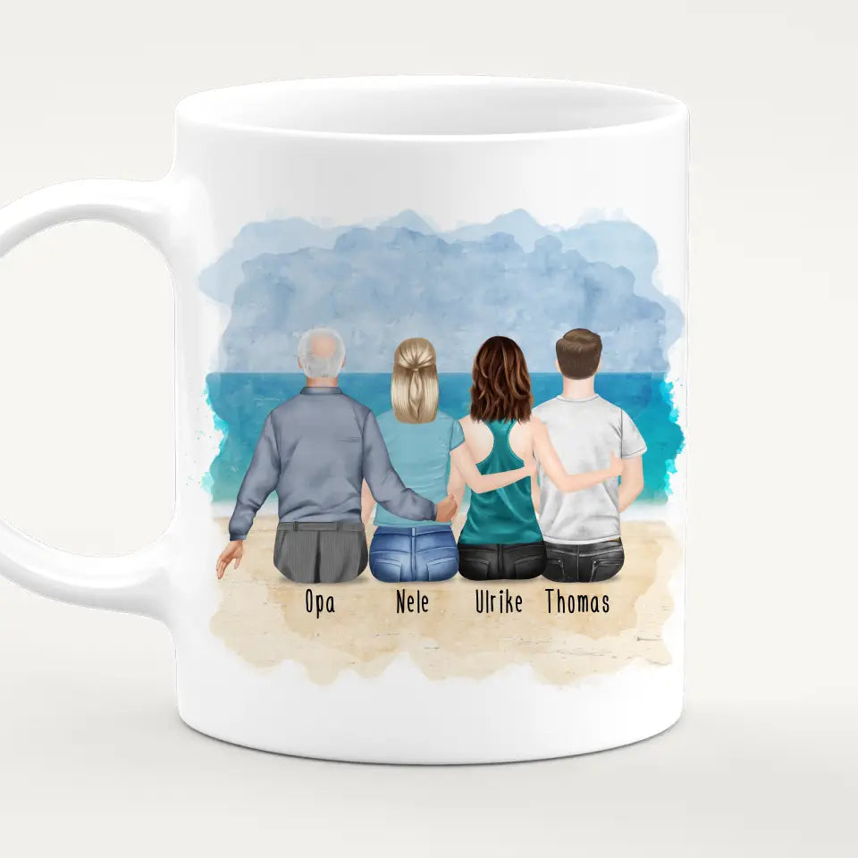 Personalisierte Tasse für Opa (2 Frauen + 1 Mann + 1 Opa)