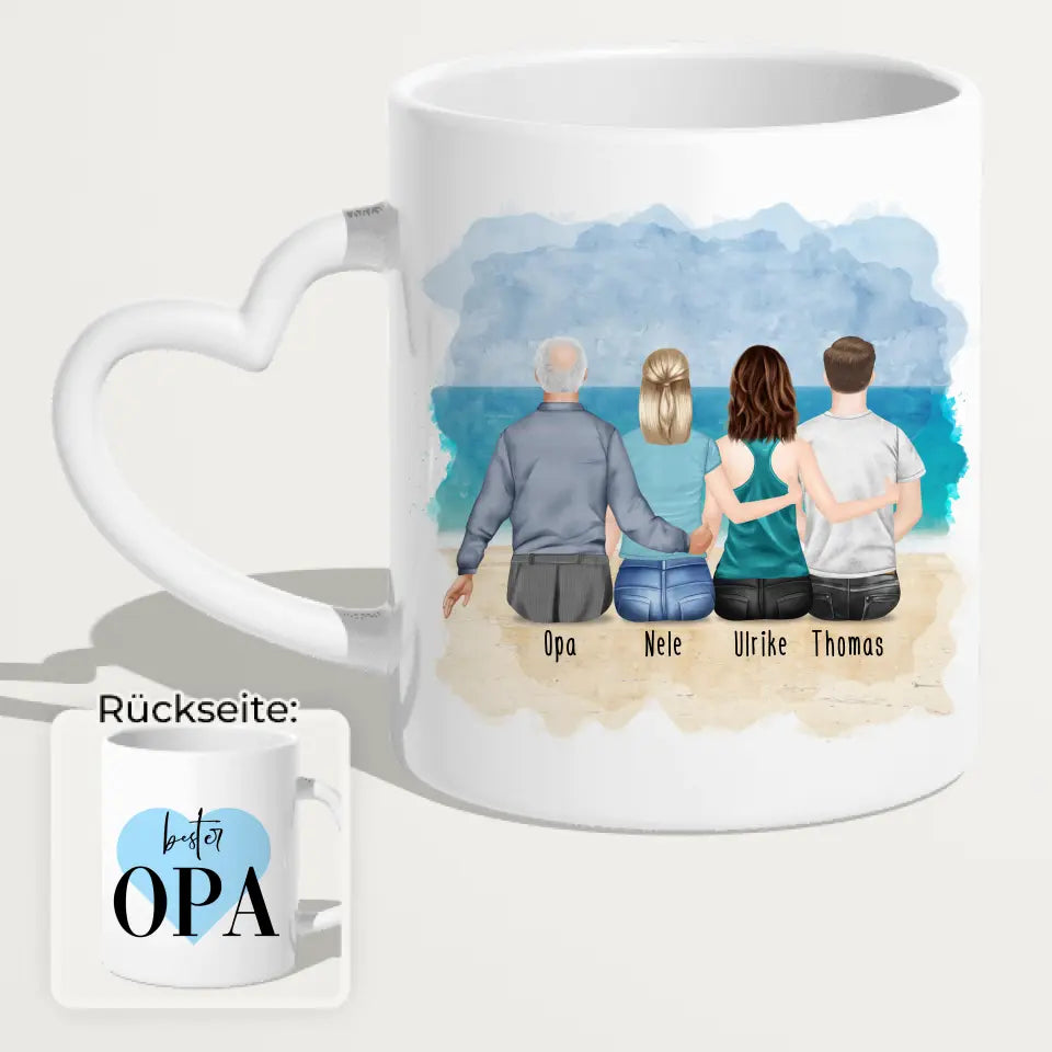 Personalisierte Tasse für Opa (2 Frauen + 1 Mann + 1 Opa)