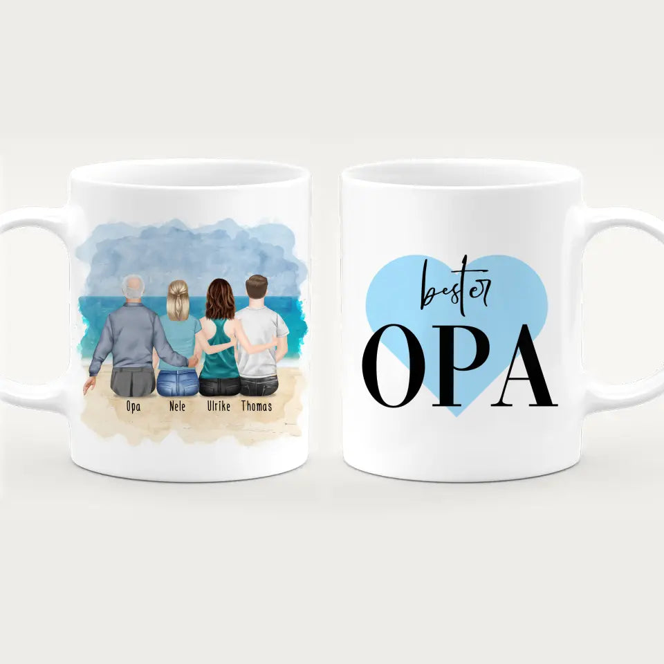 Personalisierte Tasse für Opa (2 Frauen + 1 Mann + 1 Opa)