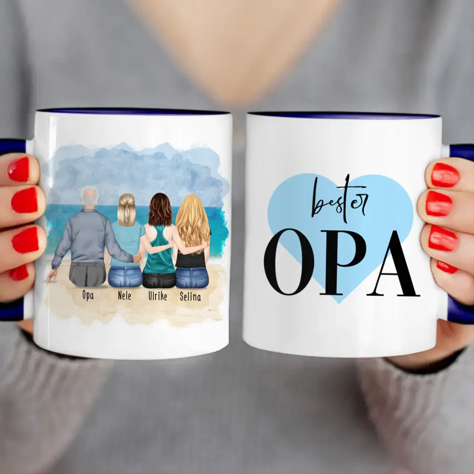 Personalisierte Tasse für Opa (3 Frauen + 1 Opa)