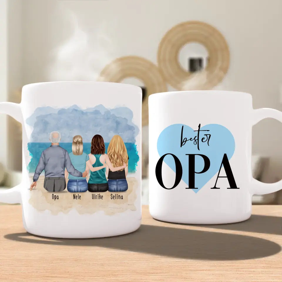 Personalisierte Tasse für Opa (3 Frauen + 1 Opa)