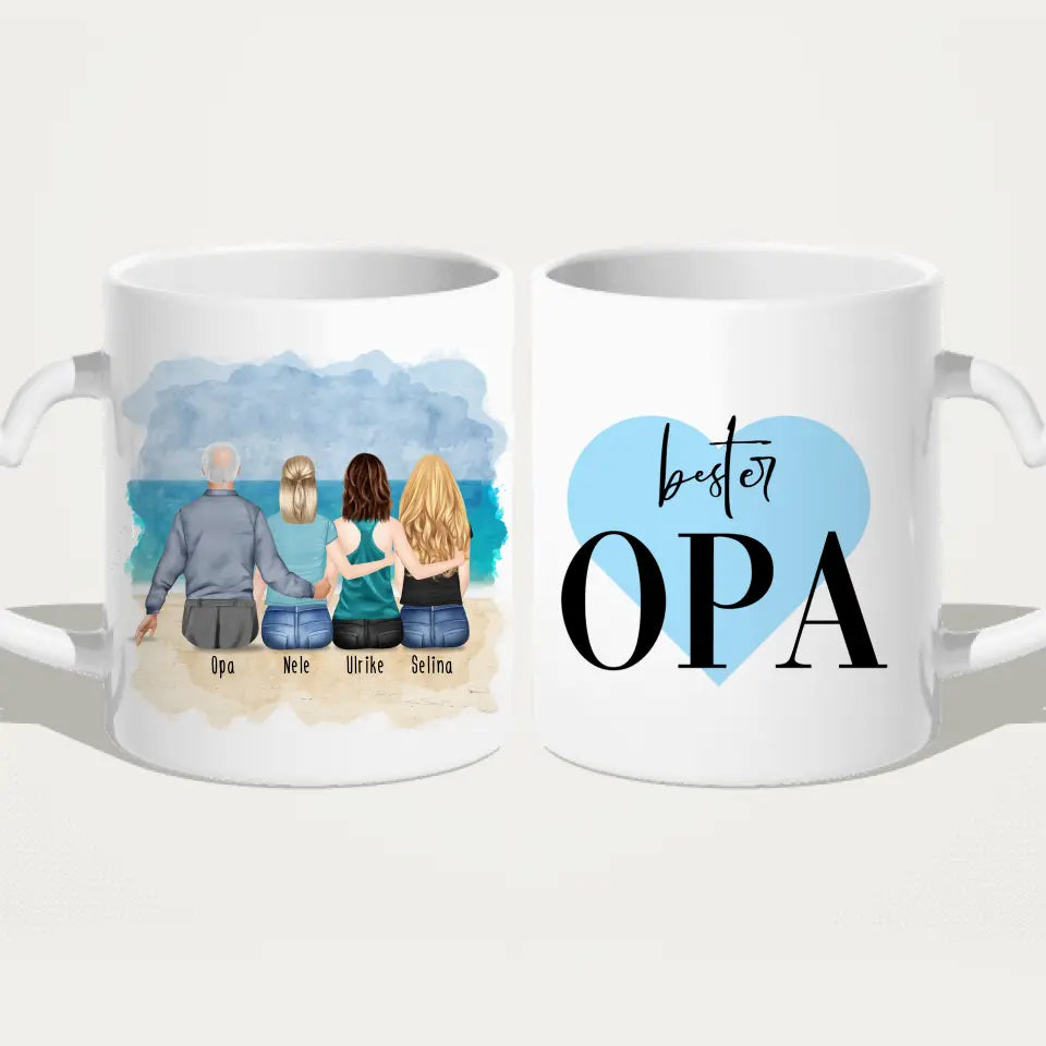 Personalisierte Tasse für Opa (3 Frauen + 1 Opa)