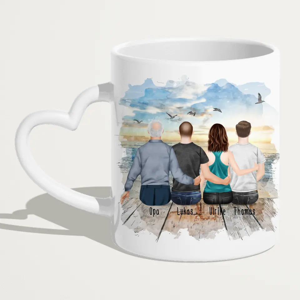 Personalisierte Tasse für Opa (1 Frau + 2 Männer + 1 Opa)