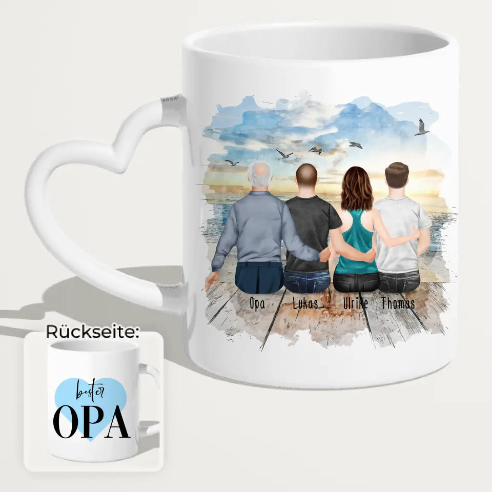 Personalisierte Tasse für Opa (1 Frau + 2 Männer + 1 Opa)