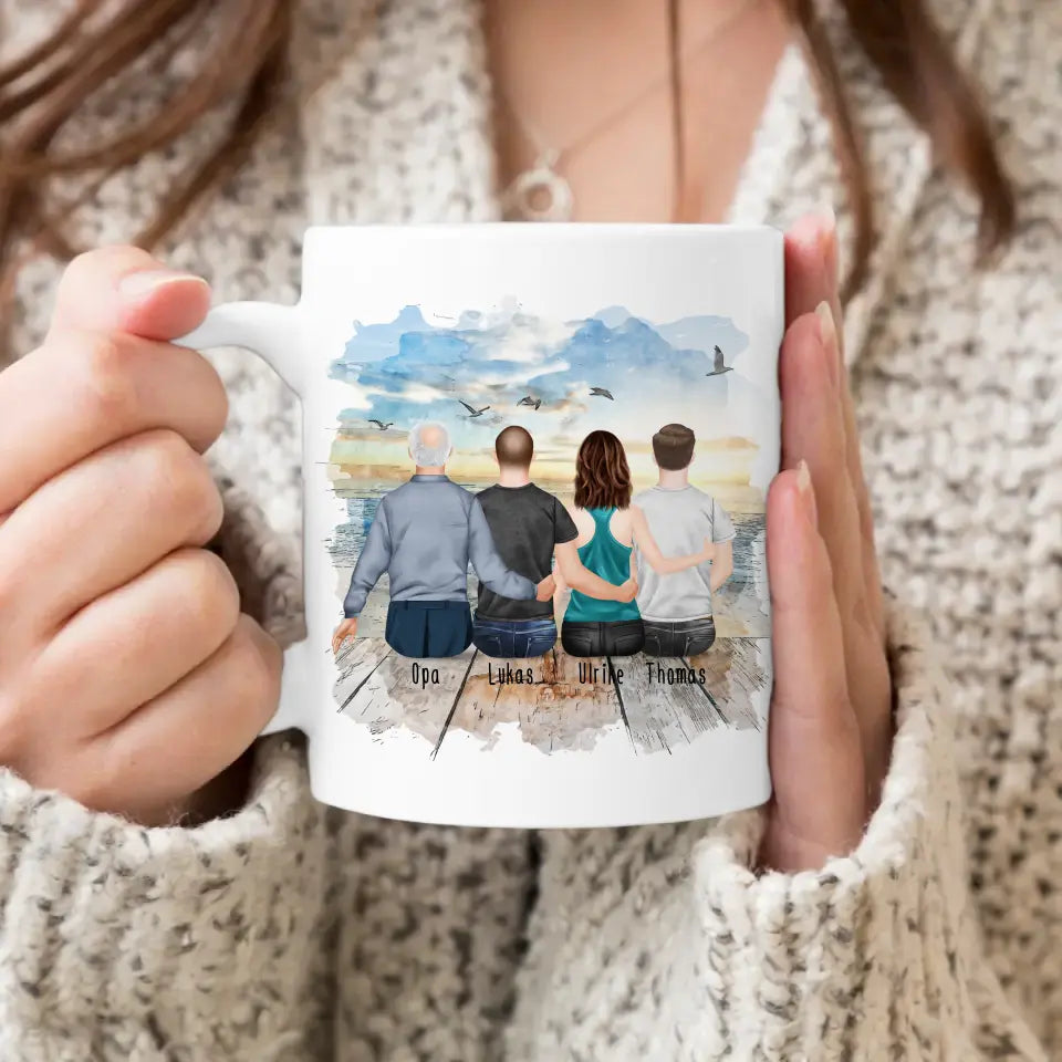 Personalisierte Tasse für Opa (1 Frau + 2 Männer + 1 Opa)