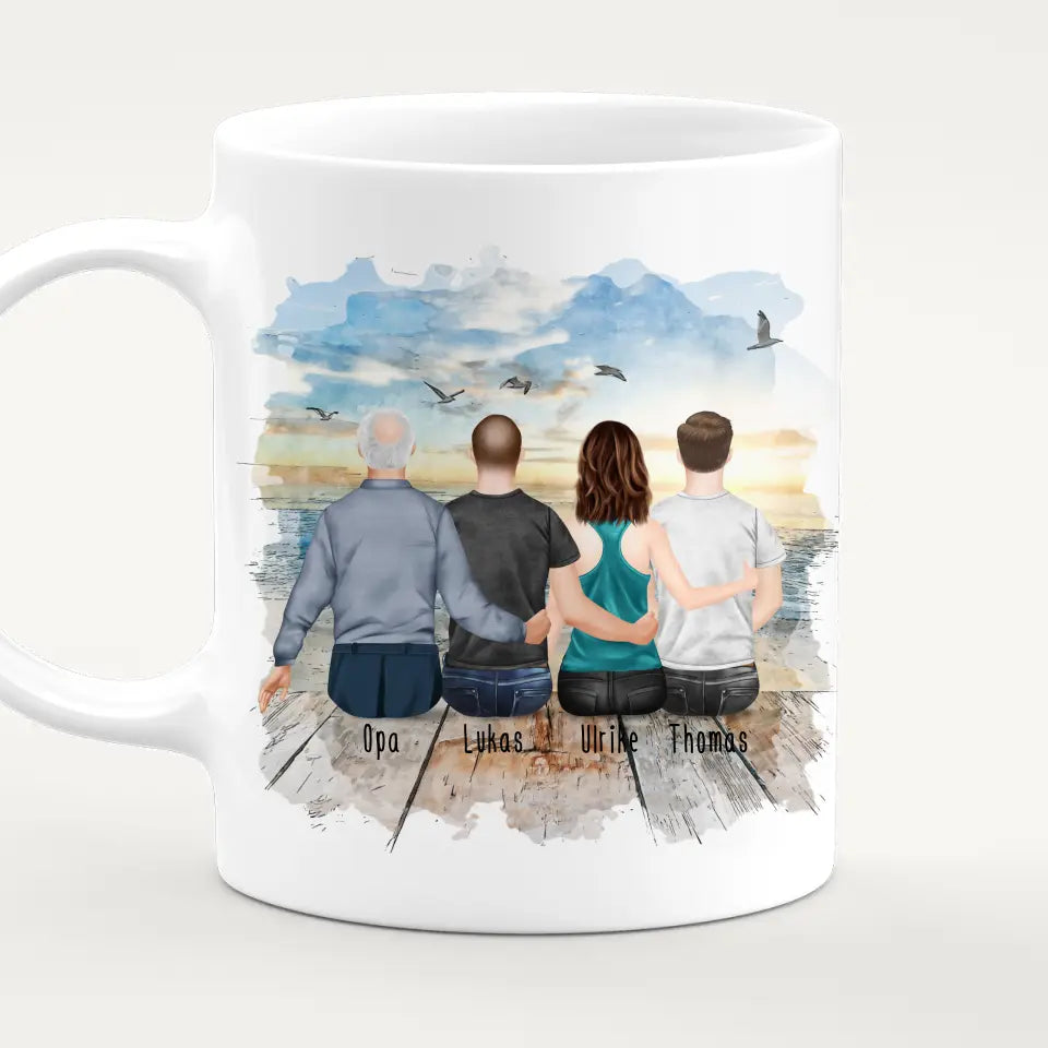 Personalisierte Tasse für Opa (1 Frau + 2 Männer + 1 Opa)