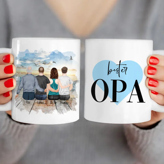 Personalisierte Tasse für Opa (1 Frau + 2 Männer + 1 Opa)