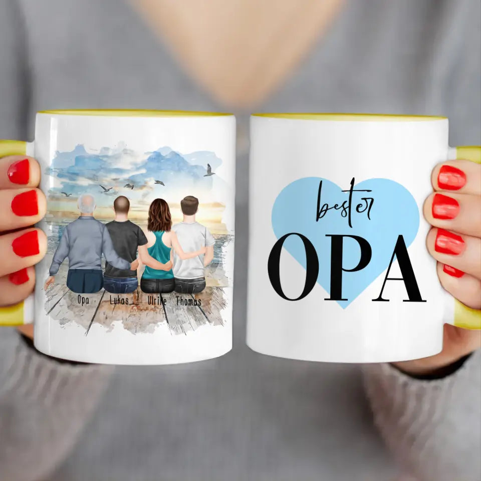 Personalisierte Tasse für Opa (1 Frau + 2 Männer + 1 Opa)