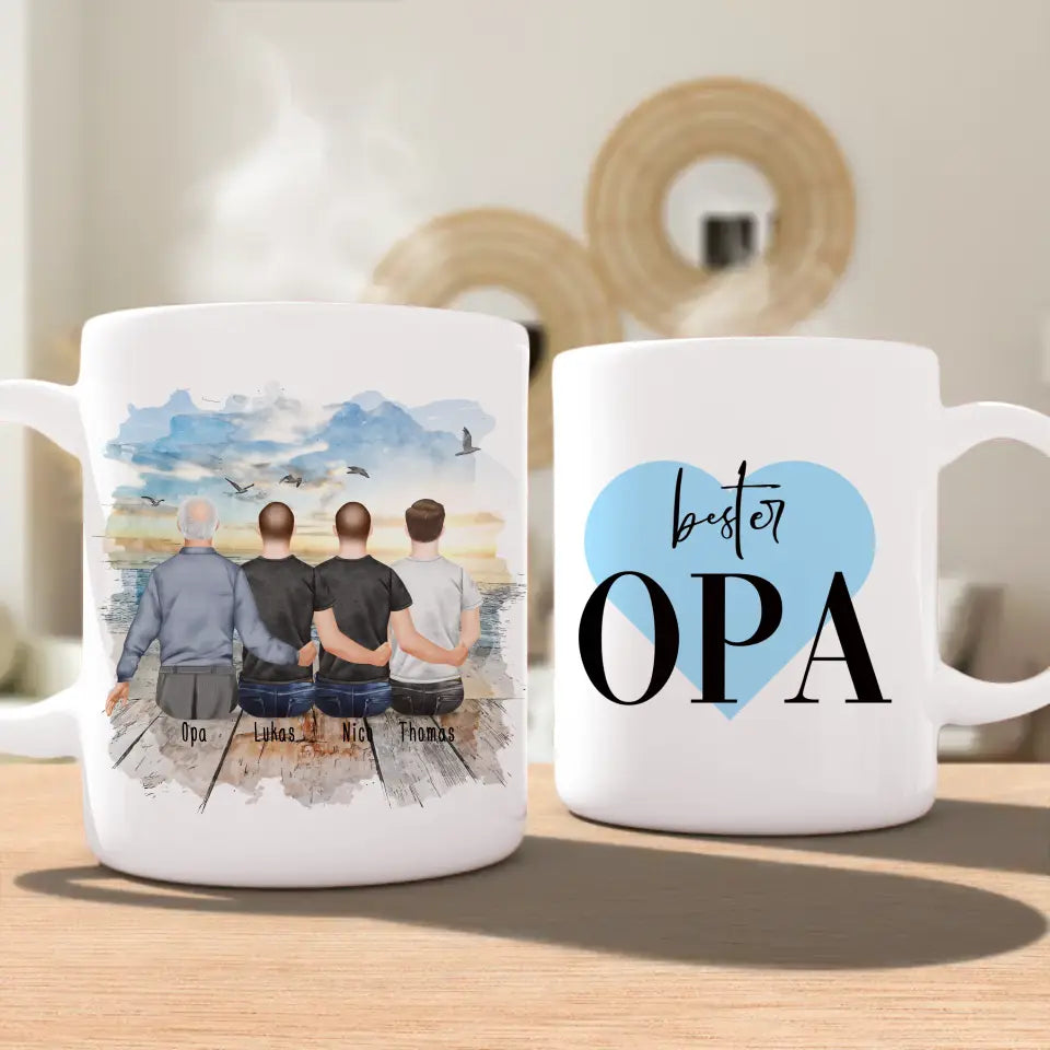 Personalisierte Tasse für Opa (3 Männer + 1 Opa)