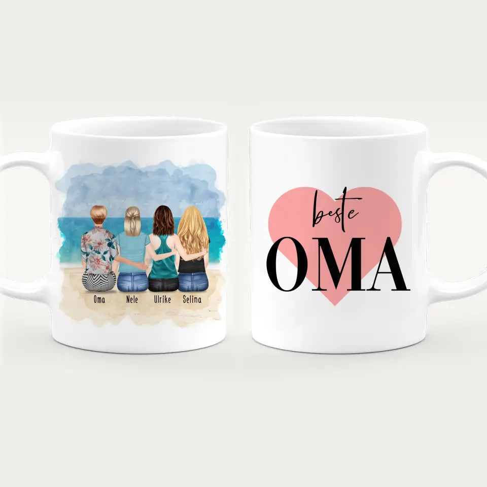 Personalisierte Tasse für Oma (3 Frauen + 1 Oma)