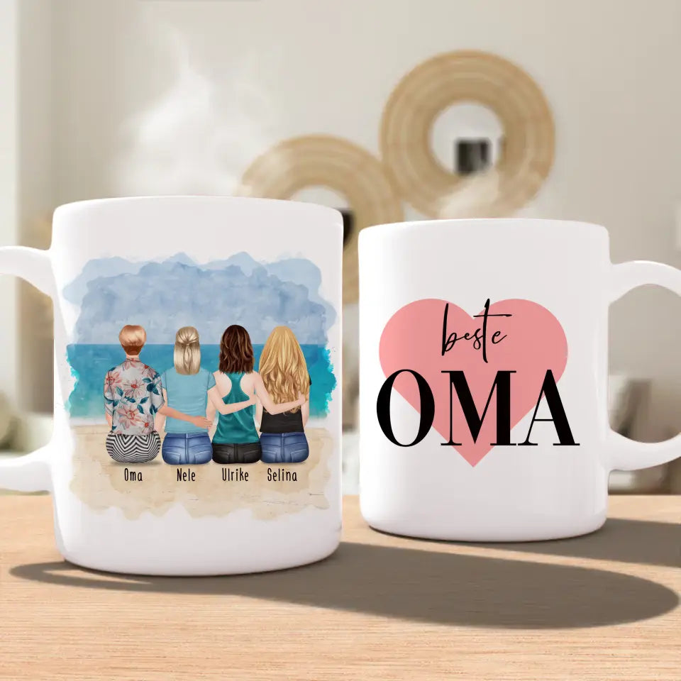 Personalisierte Tasse für Oma (3 Frauen + 1 Oma)