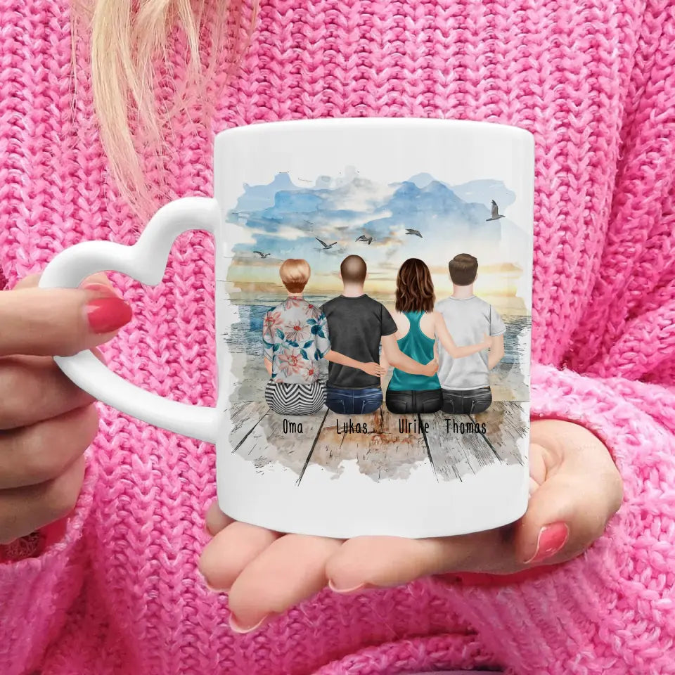 Personalisierte Tasse für Oma (1 Frau + 2 Männer + 1 Oma)