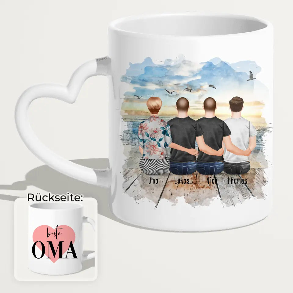 Personalisierte Tasse für Oma (3 Männer + 1 Oma)