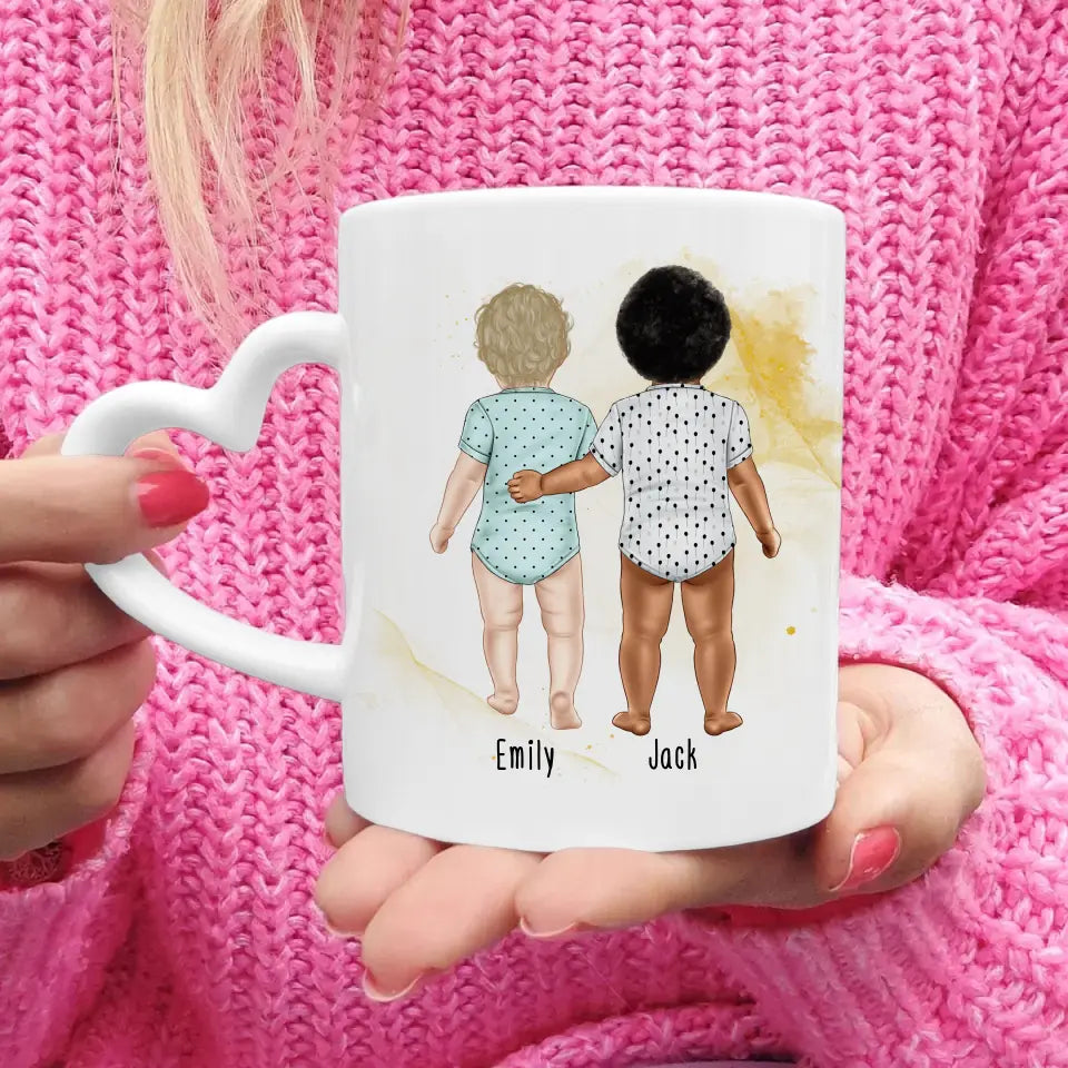 Personalisierte Tasse mit 2 Babys (stehend)