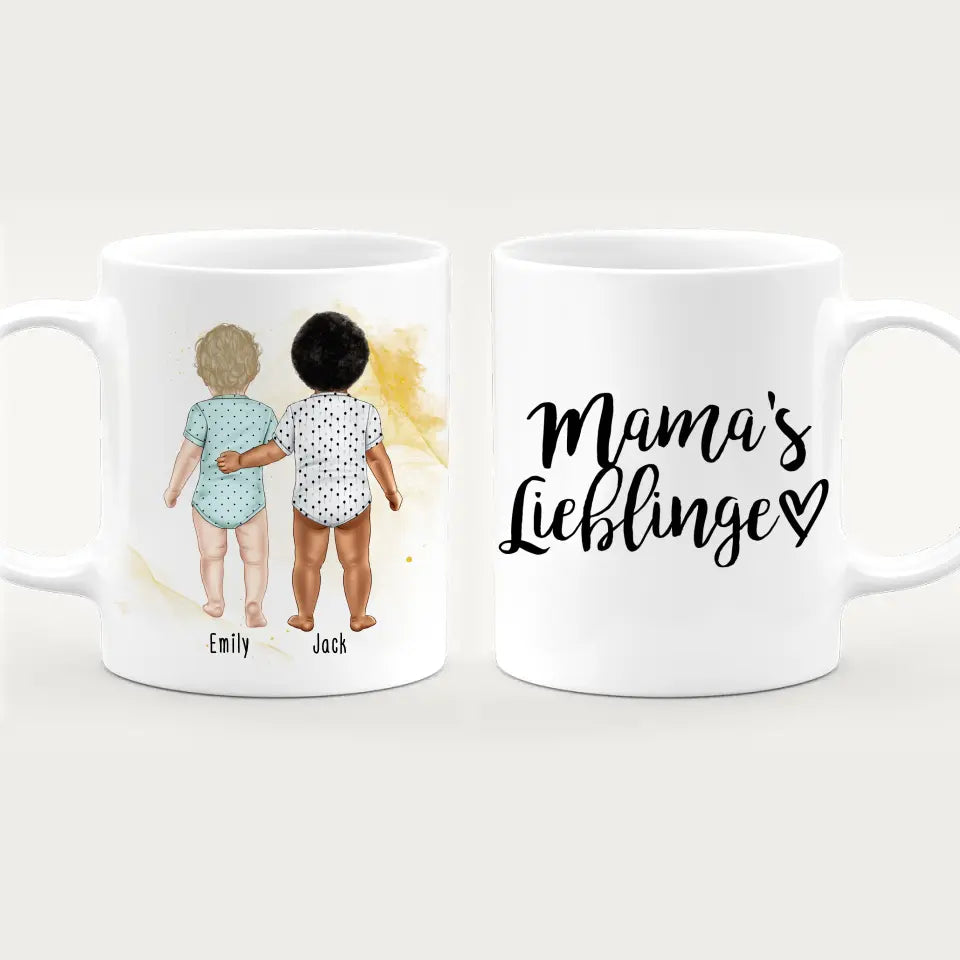 Personalisierte Tasse mit 2 Babys (stehend)