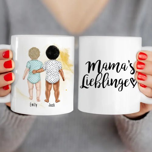 Personalisierte Tasse mit 2 Babys (stehend)