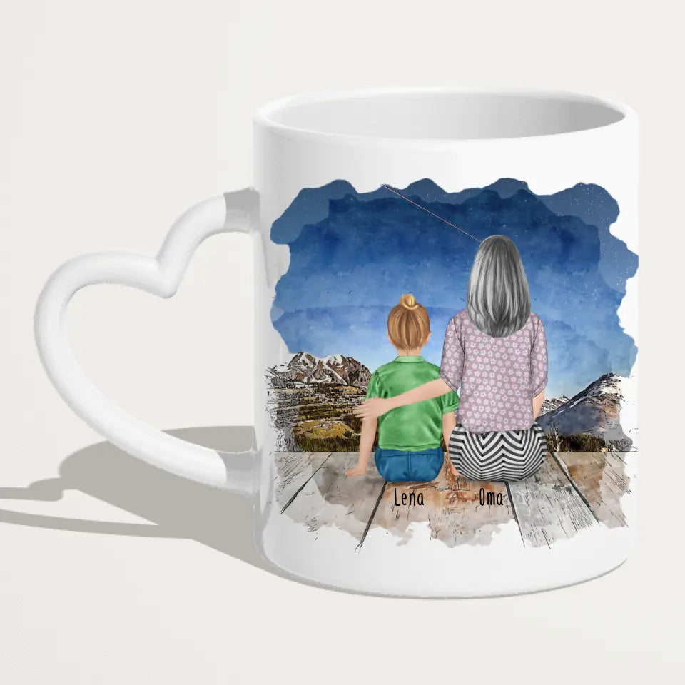 Personalisierte Tasse für Oma (1 Kind + 1 Oma)