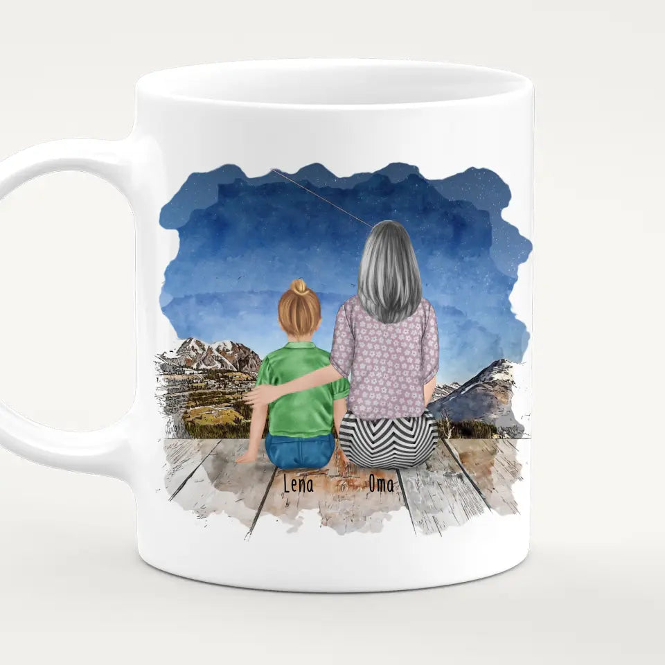 Personalisierte Tasse für Oma (1 Kind + 1 Oma)