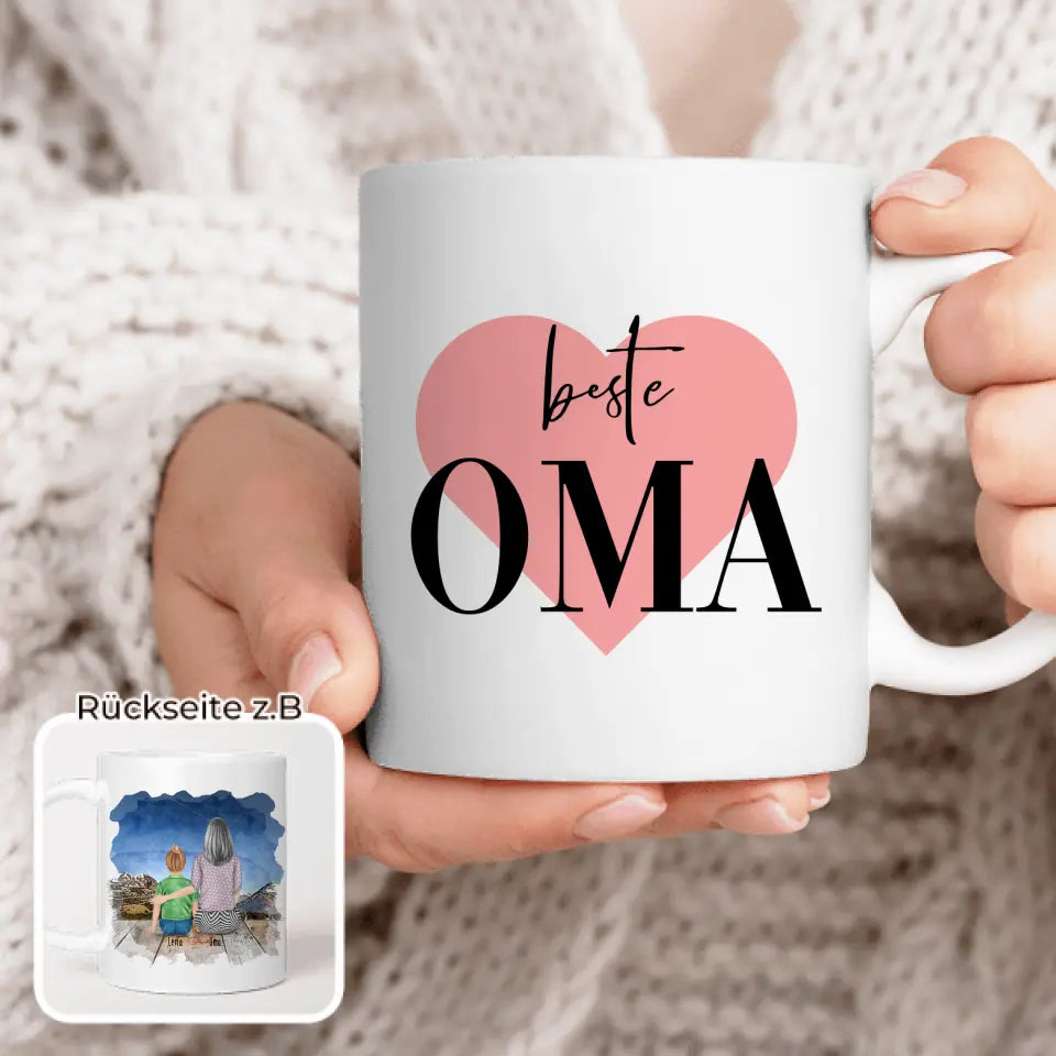 Personalisierte Tasse für Oma (1 Kind + 1 Oma)