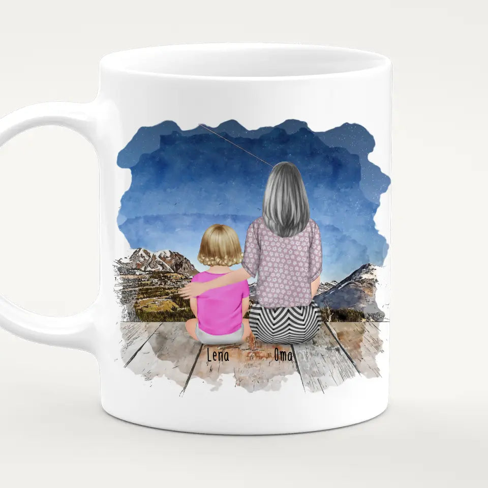 Personalisierte Tasse für Oma (1 Baby + 1 Oma)