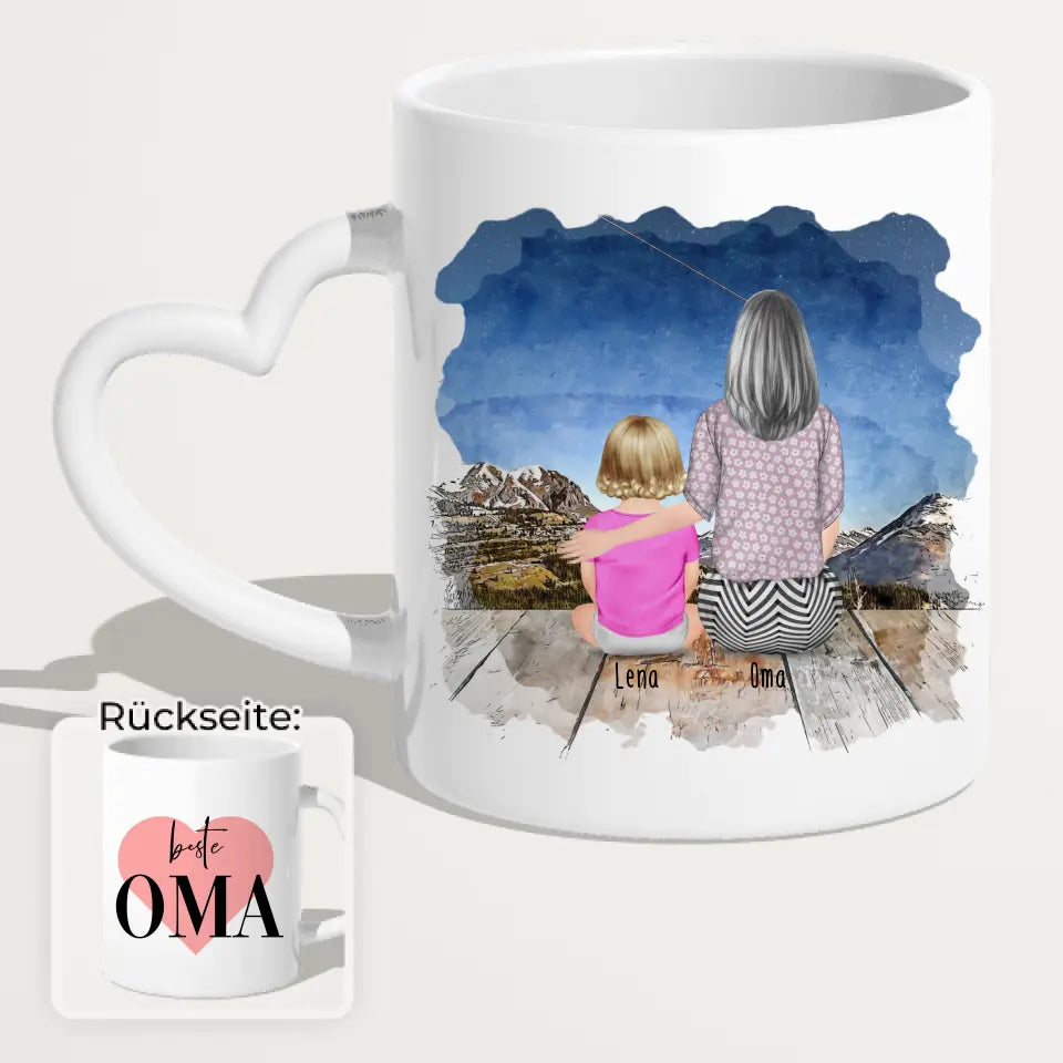 Personalisierte Tasse für Oma (1 Baby + 1 Oma)